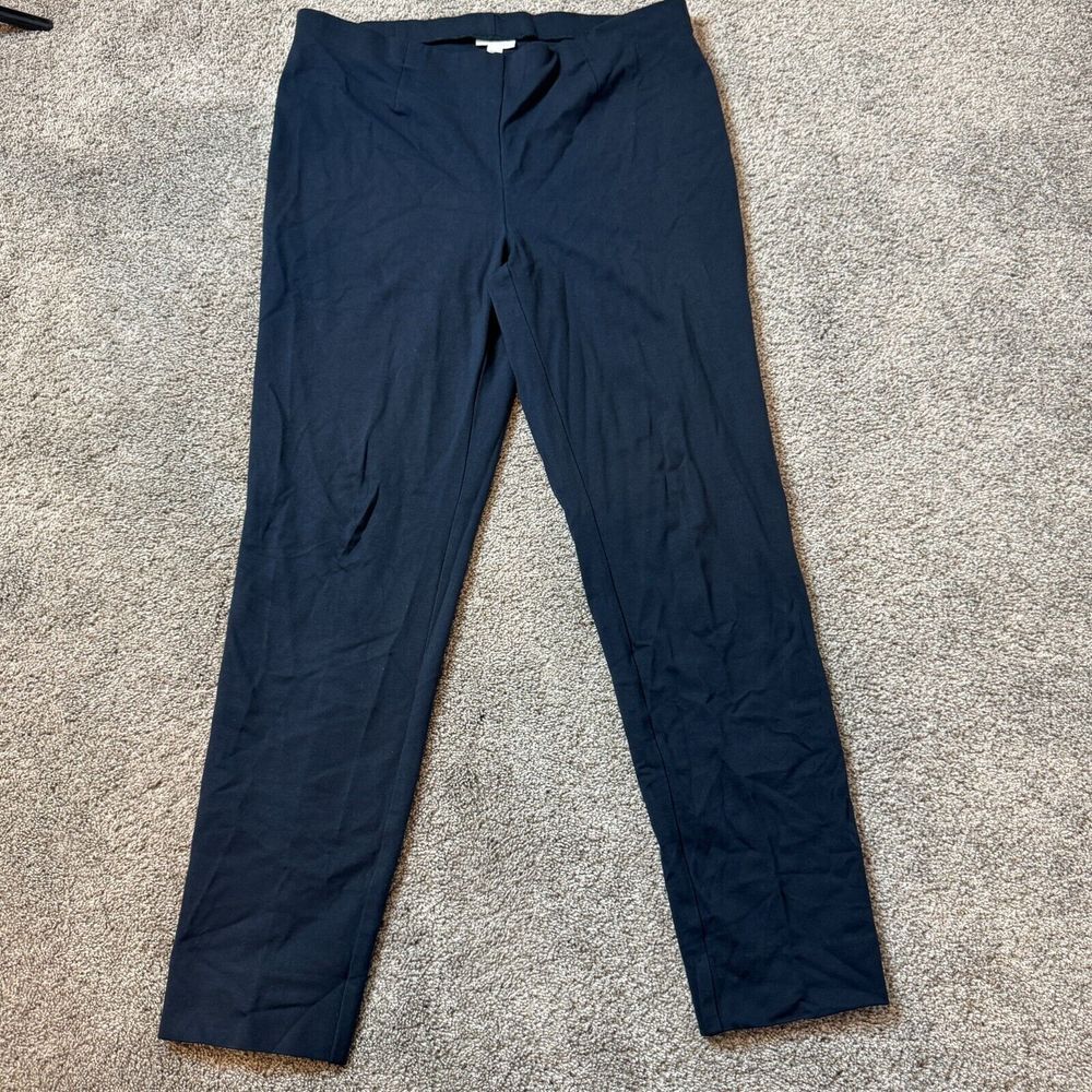 J JILL Black Ponte Slim Leg Elastic Waist Pull On‎ Pants Sz Medium Tall Slid Leg